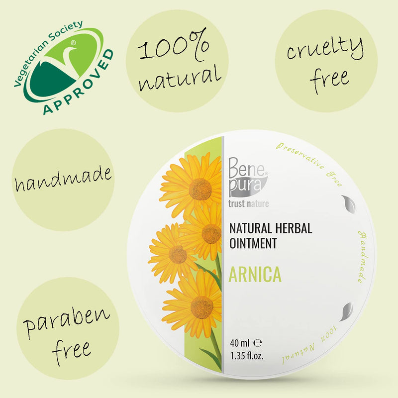 BenePura Arnica Ointment for Muscle Pain Relief - Natural Arnica Cream for Bruising and Swelling - Back Pain Relief, Knee Pain Relief, Joint Pain Relief - Bruise Cream Muscle Rub - 40 ml - NewNest Australia