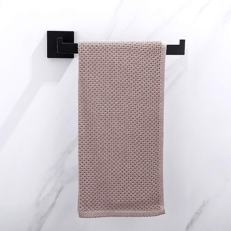 TASTOS Premium Stainless Steel Hand Towel Holder, Square Hand Towel Ring Heavy Duty Wall Mounted Modern Hand Towel Bar for Bathroom Kitchen, Matte Black - NewNest Australia