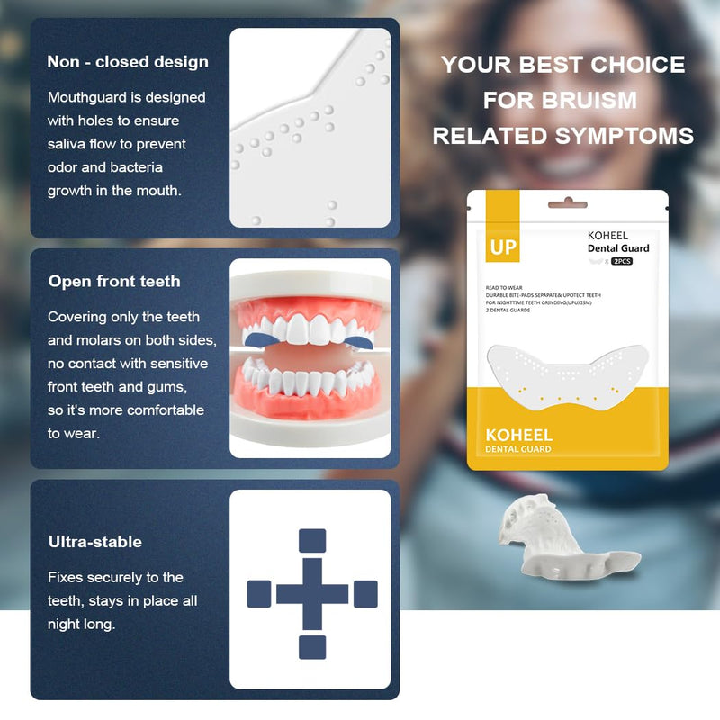 KOHEEL UP Lightweight Bite Splint, Adaptable Teeth Splint Grinding, Stops Bruxism No Impact on Sleep 2 Count - NewNest Australia