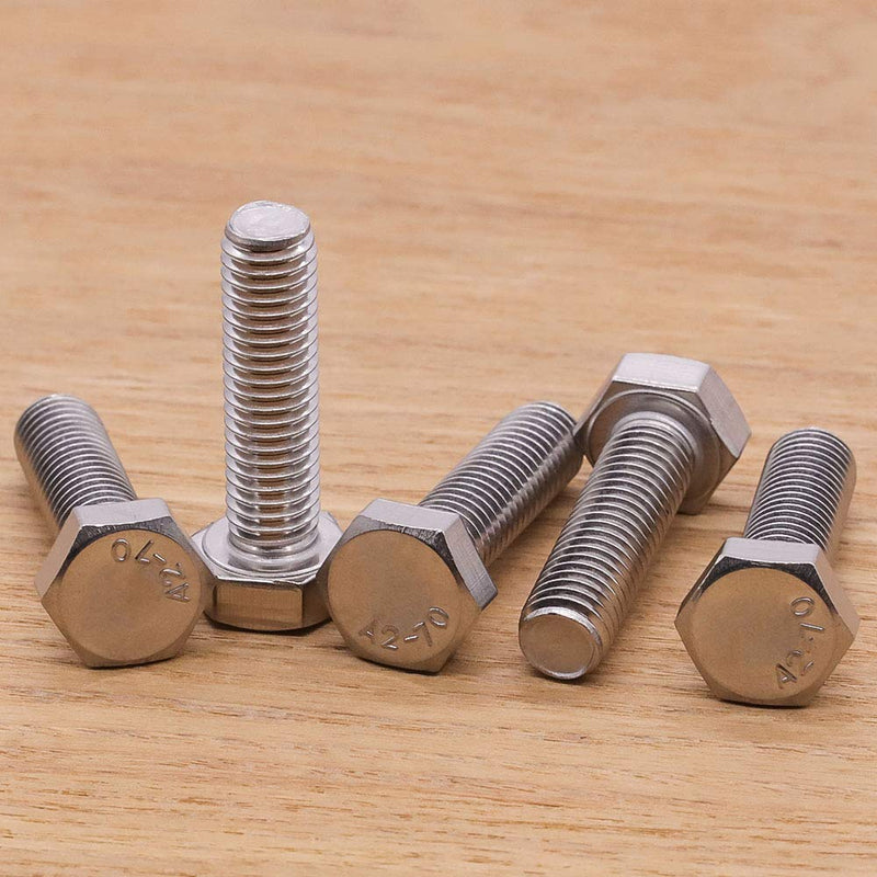 1/2-13 x 1-1/2" (1/4" to 5" Available) Hex Head Cap Bolts Screws, 304 Stainless Steel 18-8 Hexagon Head Bolts, Coarse Thread UNC, Full Thread, Pack of 6 1/2-13 x 1-1/2" (6 PCS) - NewNest Australia