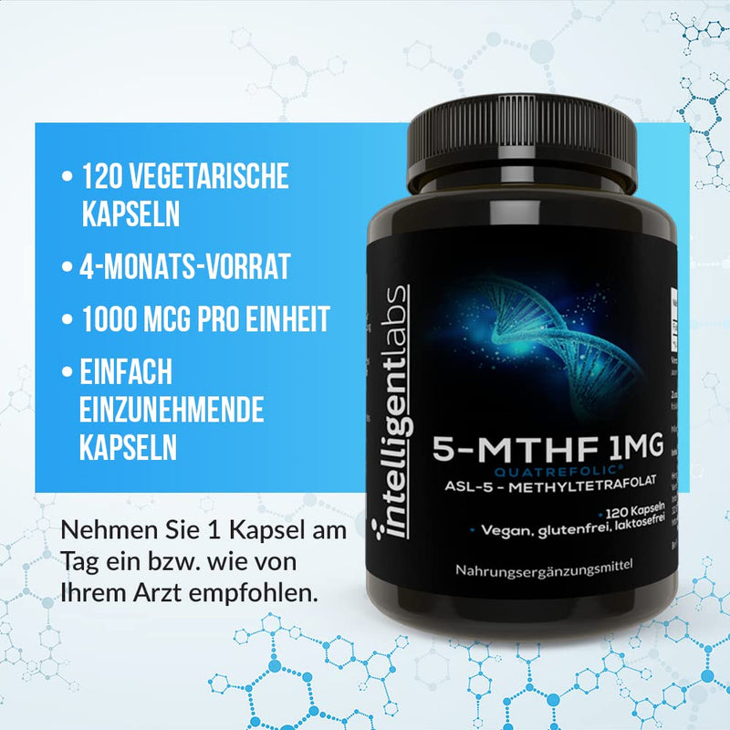 1Mg 5-Mthf Methylfolate By Intelligent Labs, 120 Capsules, 4 Month Supply, Folic Acid Supplement At The Best Price As Quatrefolic Acid, Activated Folate, 1Mg = 1000Mcg, 5 Methyltetrahydrofolate - NewNest Australia