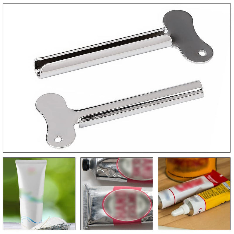 4 Pcs Metal Tube Toothpaste Squeezer Key Stainless Steel Toothpaste Tube Silver Key Dispenser Tube Squeezer Roller for Toothpaste Cosmetic Oil Cream Paint Squeezer - NewNest Australia