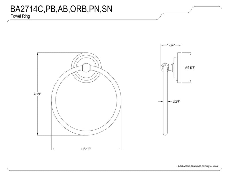 Kingston Brass BA2714PB Milano 6-Inch Towel Ring, Polished Brass - NewNest Australia