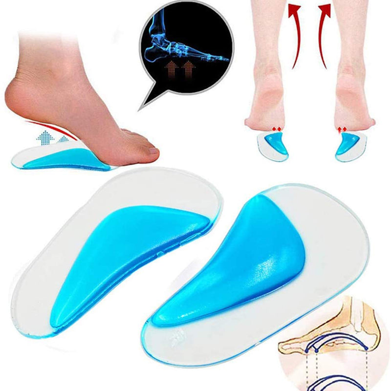 2 Pairs Gel Arch Support Insoles, Silicone Orthopedic Flat Feet Orthotic Arch Support Insoles Plantar Fasciitis Shoe Arch Support Gel High Heel Inserts Cushion Pads for Women Men (Blue) - NewNest Australia