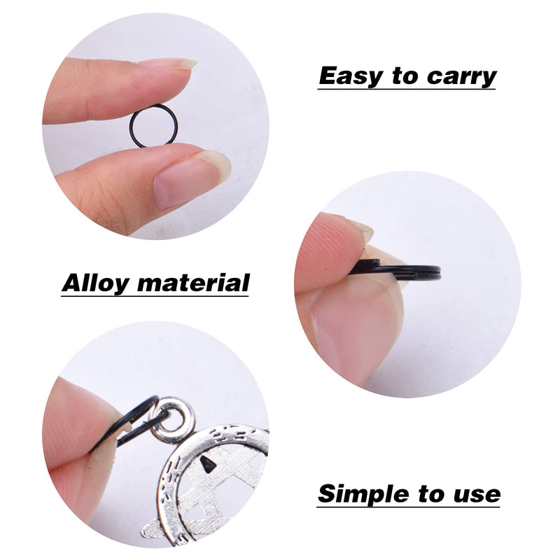BronaGrand 200pcs 10 mm Split Rings Alloy Double Loop Jump Rings Keychain Ring Connectors for DIY Arts Crafts Organization Home Car Office Keys Attachment, Black - NewNest Australia