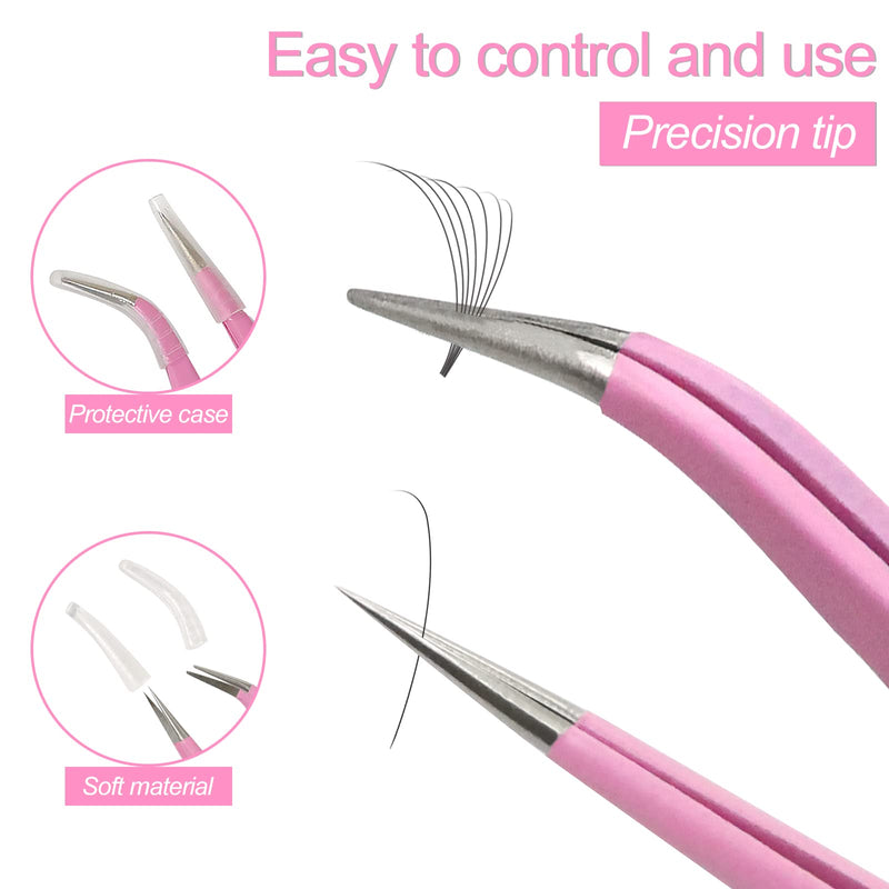 Sularpek 2 Pieces Tweezers Point, Professional Tweezers Eyelashes, Stainless Steel Tweezers Curved Straight Tweezers, Eyelash Extension Tweezers, Blackhead Remover Eyebrow Removal Tweezers (Pink) - NewNest Australia