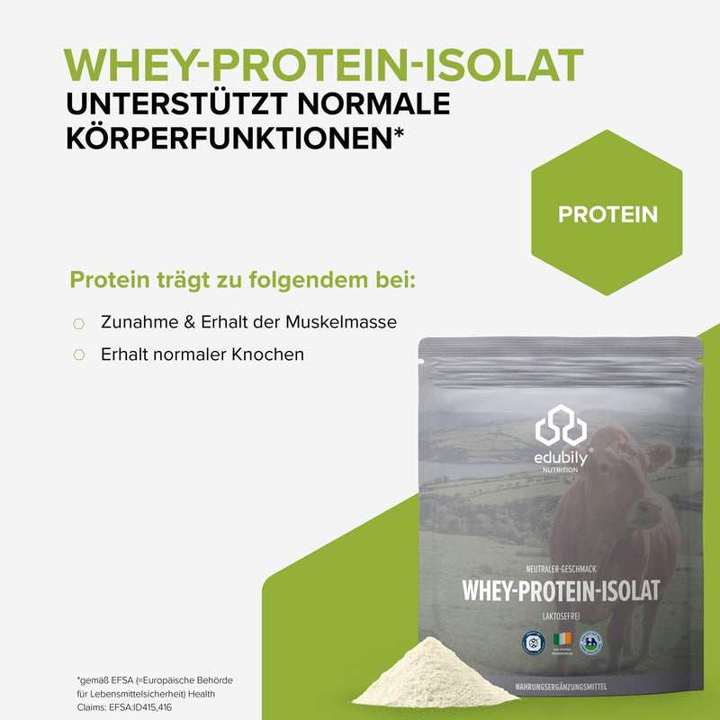 edubily nutrition® Whey Protein Isolate from Irish pasture-raised • Very soluble protein powder without carbohydrates & sugar • Lactose-free • 750 g (neutral)… Tasteless - NewNest Australia