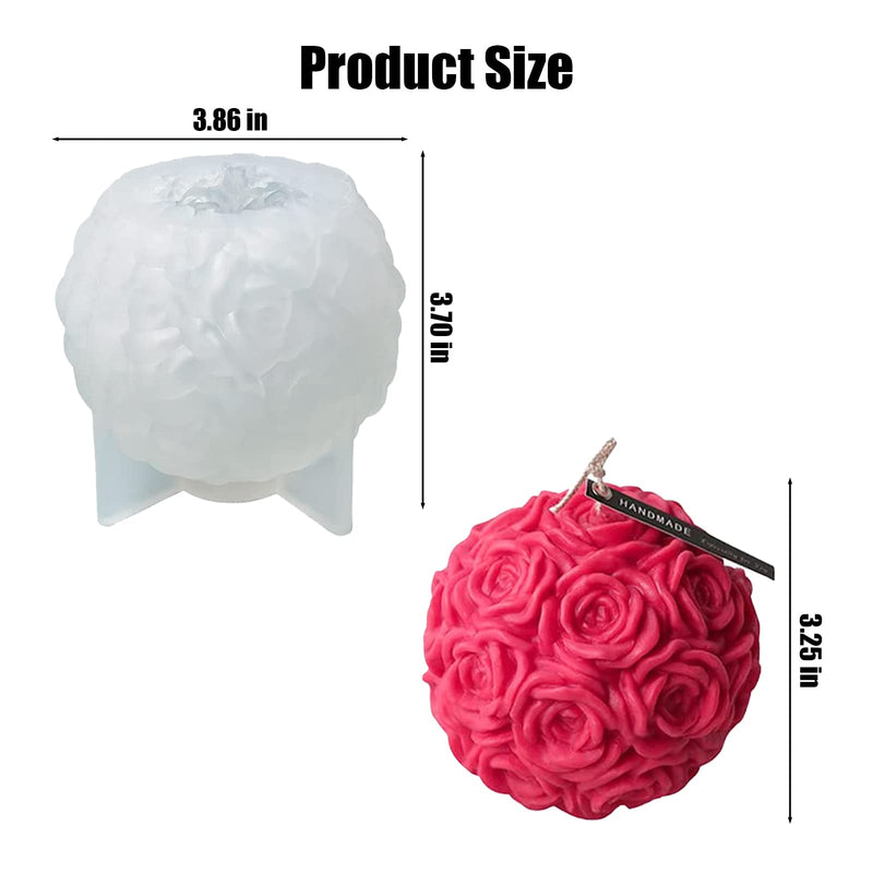 Large Rose Ball Candle Molds for Candle Making, 3D Rose Flower Silicone Molds for Candle, Soap, Epoxy Resin, Polymer Clay Craft, Valentine's Day, Wedding, Propose Marriage - NewNest Australia