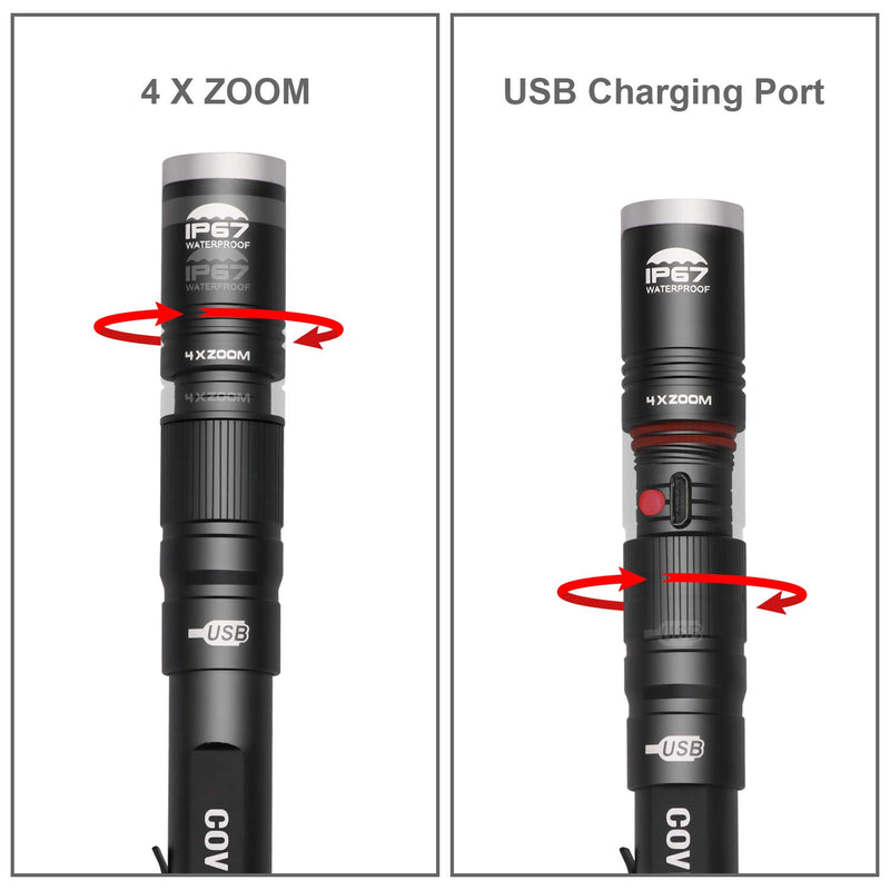 Rechargeable Pen Light Flashlight IP67 Waterproof with Pocket Clip 4-Zoomable, Prefect Pocket Flashlight for Inspection,Work,Repair - NewNest Australia