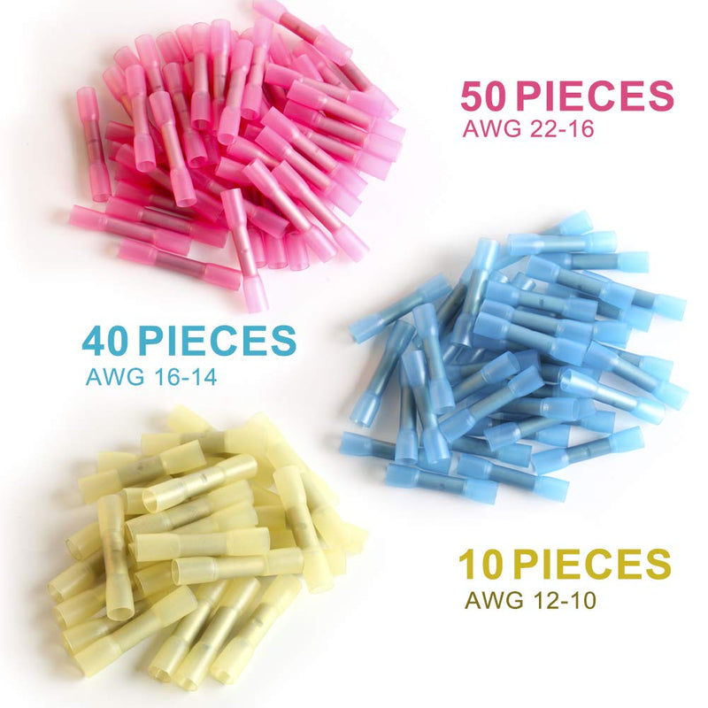 AIRIC Heat Shrink Wire Connectors Waterproof 100PCS Marine Automotive Electrical Crimp Insulated Connectors 22-16AWG 16-14 Gauge 12-10 AWG Butt Splice Terminal Connectors KIT Heat shrink connectors - NewNest Australia