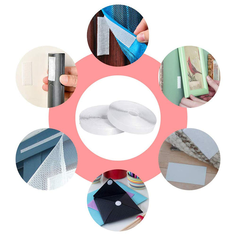 41Ft x 1 Inch Self Adhesive Strips, Heavy Duty Strong Back Sticky Fastening Hook Tape,Nylon Fabric Fastener Mounting Loop Tapes for Sewing, Crafting,DIY- Indoor or Outdoor Use (White) White 41Ft - NewNest Australia