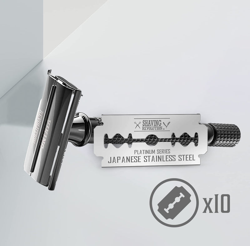 Shaving Revolution Safety Razor + 10 Razor Blades - Safety Razor Set With 10 Japanese Razor Blades For Stainless Steel Safety Razor - Tight And Clean Shaving - NewNest Australia