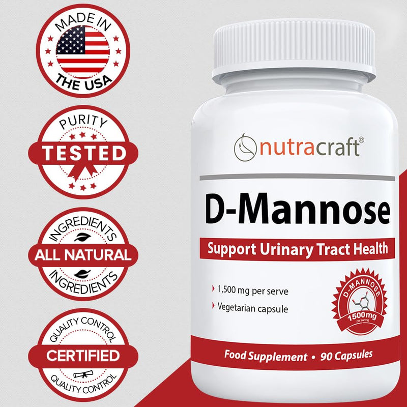 #1 D-Mannose Supplement | 1500mg per Serve to Support Bladder & Urinary Tract Health | No Preservatives or Fillers | Money Back Guarantee | 90 Vegetable Capsules - NewNest Australia