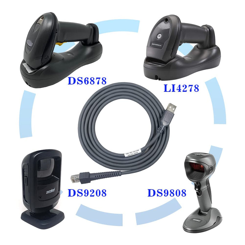 Barcode Scanner USB Cable LS2208/A LI2208 LS4278 STB4278 LI4278 USB to RJ45 Compatible for Motorola Symbol Zebra (2M / 6FT Flatted USB Port) 2M / 6FT Flatted USB Port - NewNest Australia