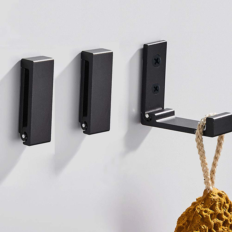 NewNest Australia - 5Pcs Black Folding Coat Hooks Hareware Heavy Duty Aluminum Alloy Hooks for Hanging Coat No Rust Wall Mounted with 10 Screws for Keys, Towel, Hat, Bags (Black) 