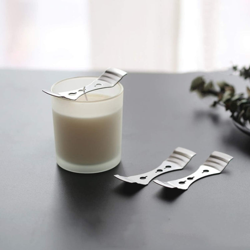 DINGPAI 20pcs Metal Candle Wick Centering Devices, Silver Stainless Steel Candle Wick Holder for Candle Making 20 - NewNest Australia