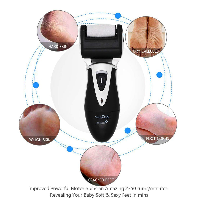 Electric Rechargeable Hard Skin Remover - Pedicure Foot File, Professional 3X Powerful Callus Remover for Dead Hard Cracked Skin, Coarse and Fine 2 Extra Rollers & Charging USB - NewNest Australia