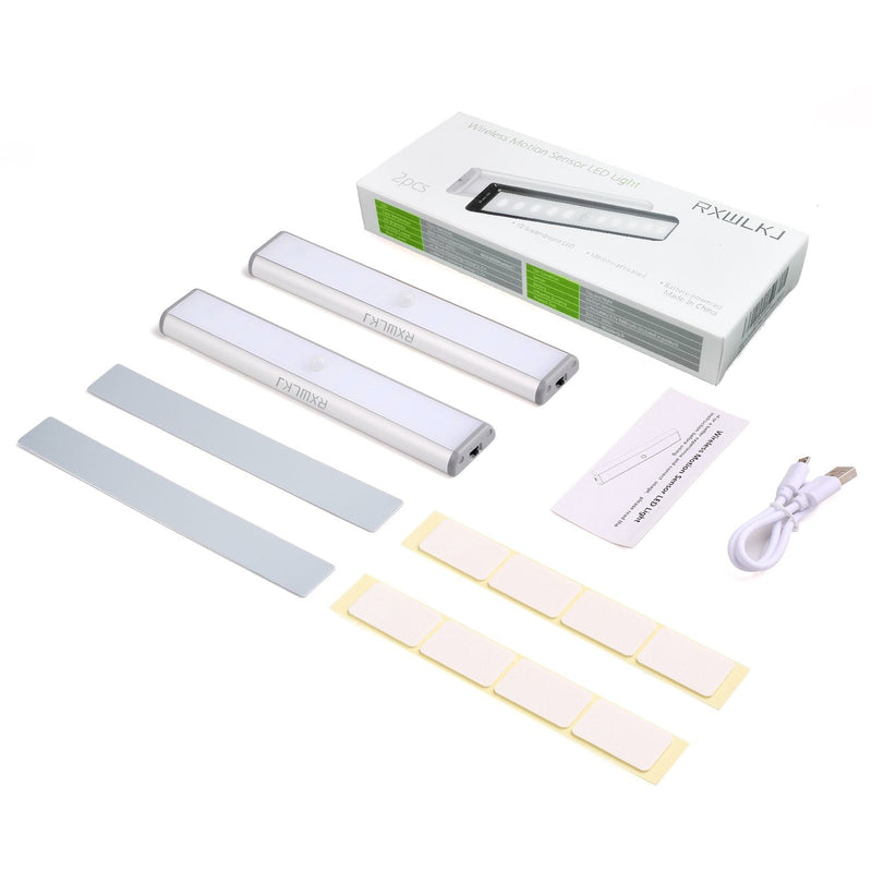 Stick-on Anywhere Portable Little Light Wireless LED Under Cabinet Lights 10-LED Motion Sensor Activated Night Light Build in Rechargeable Battery Magnetic Tap Lights for Closet, Cabinet RXWLKJ - NewNest Australia
