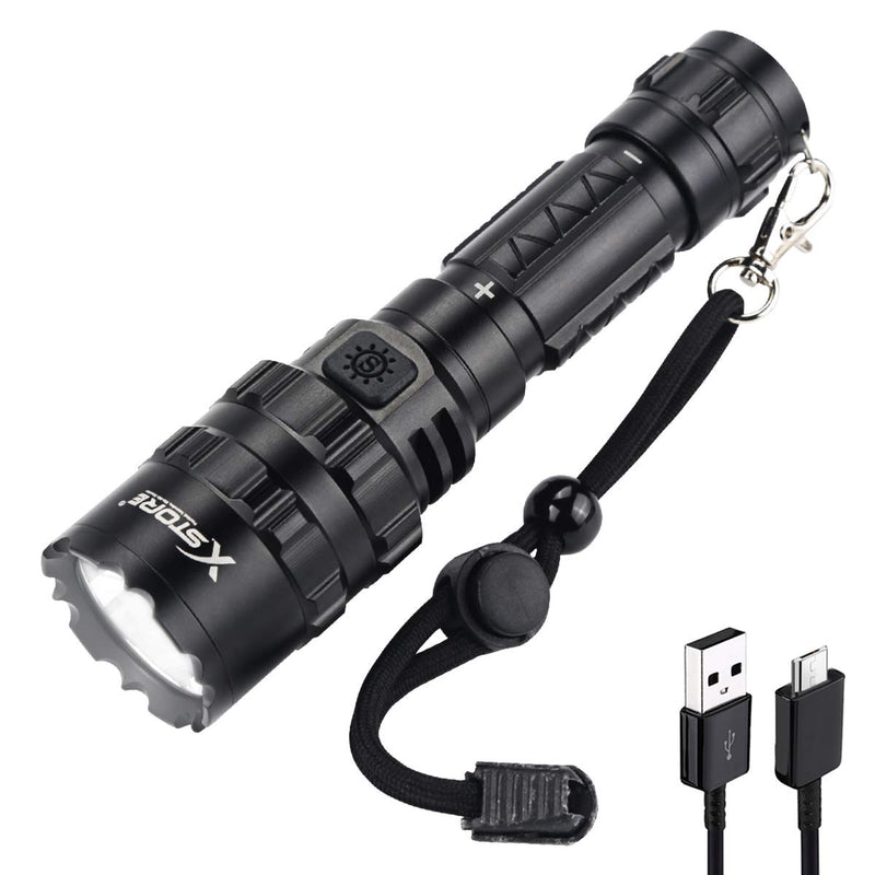 X.Store 2 Pack Tactical Flashlight With Rail Mount, USB Picatinny Flashlights 4000 High Lumen LED Weapon Light, 5 Modes Rifle Light - Rechargeable Battery and Pressure Switch Included - NewNest Australia