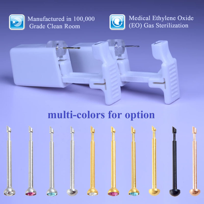 Firstomato 1pc Disposable Nose Piercing Gun Self Nose Piercing Kit Piercing Nose Rings Piercer Hypoallergenic 24kt Real Gold Plated Nose Stud 1pc-Crystal Aquamarine-24kt Gold - NewNest Australia
