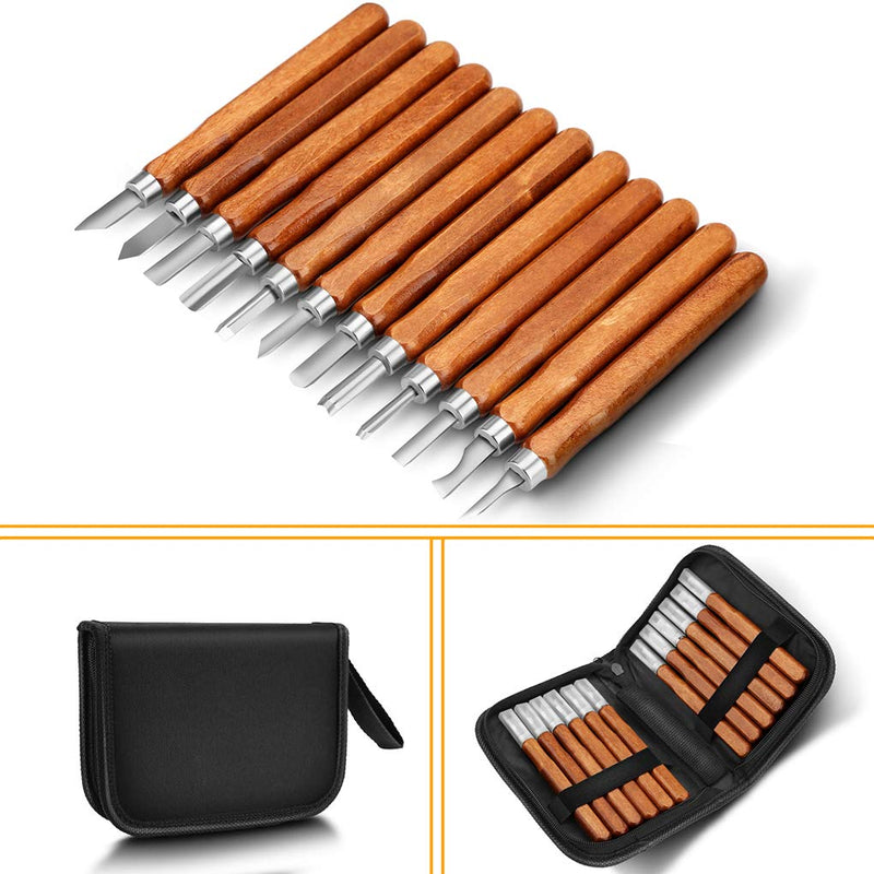 Wood Carving Tools, Adevena 12 Set SK2 Carbon Steel Sculpting Knife Kit for Beginners & Professions - NewNest Australia