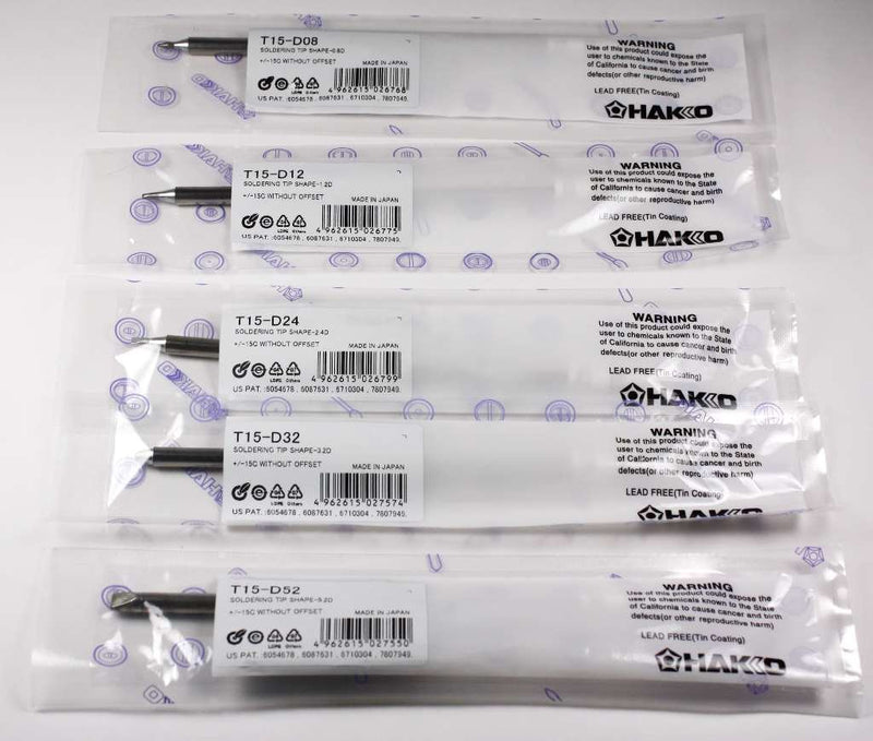 Hakko T15 Series Chisel Tip Pack with T15-D08/D12/D24/D32/D52 Tips - NewNest Australia