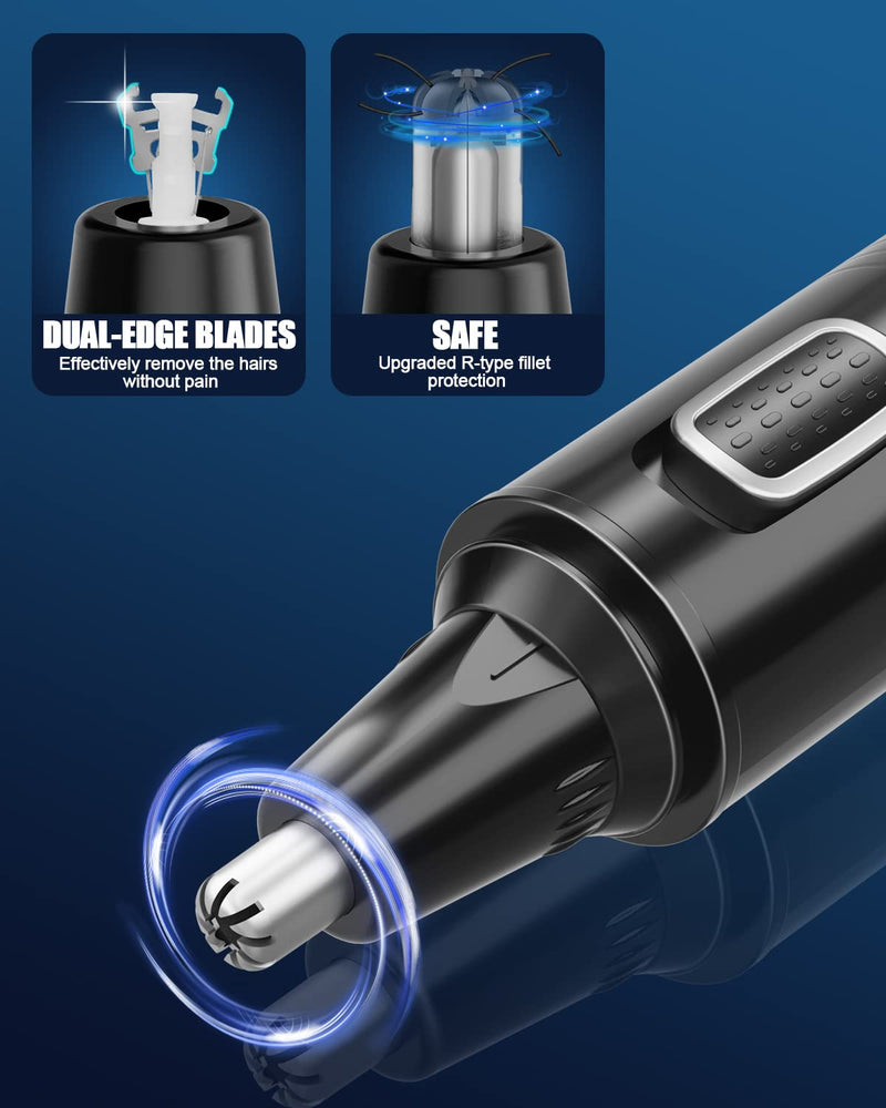Nose Hair Trimmer, USB Rechargeable Nose Hair Trimmer 3 in 1 Set Ear Hair Trimmer with Double Cutting Blades, Professional Painless Eyebrow and Eye Hair Trimmer for Men and Women Black - NewNest Australia