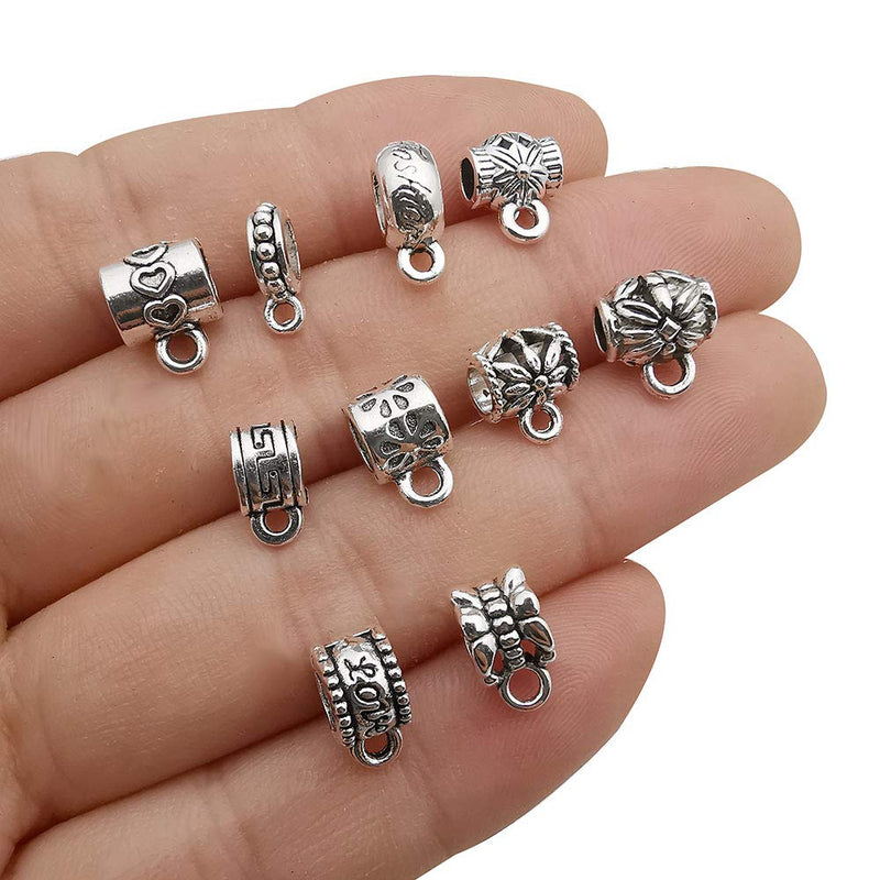 100 pcs Clasp Bail Beads Charms ,Bail Tube Beads, Loose Spacer Bead ,Bead Hanger Charm for Jewelry Making DIY Necklace Bracelet (M611) M611 - NewNest Australia