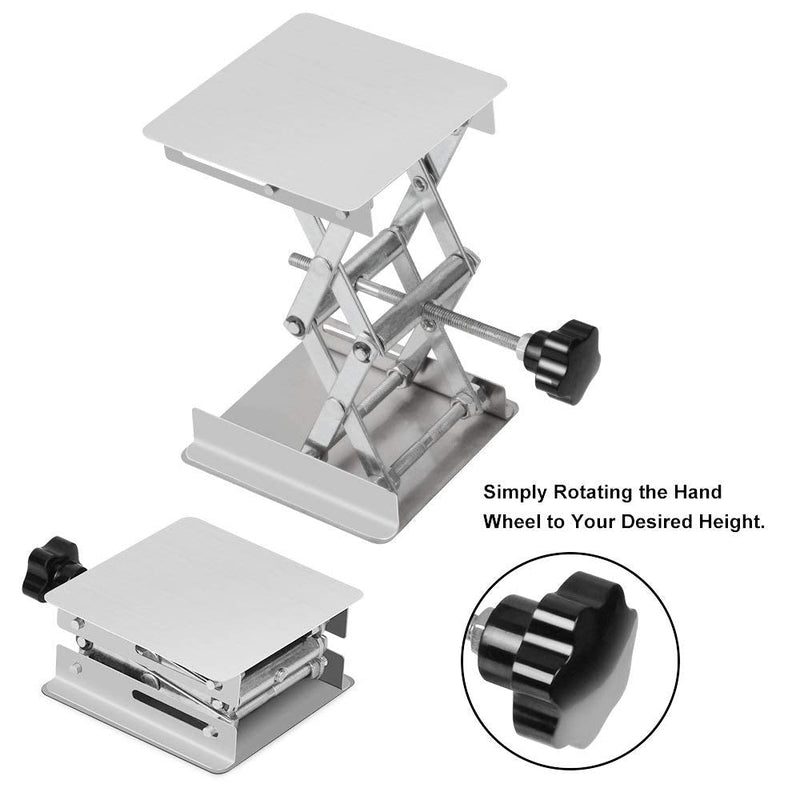 stonylab 4"x4" Lab Scissors Jack, 100 x 100mm Stainless Steel Laboratory Support Jack Platform Lab Lift Stand Table, Expandable Lift Height Range from 45mm to 150mm, Support Weight 5KG 100 x 100 mm - NewNest Australia