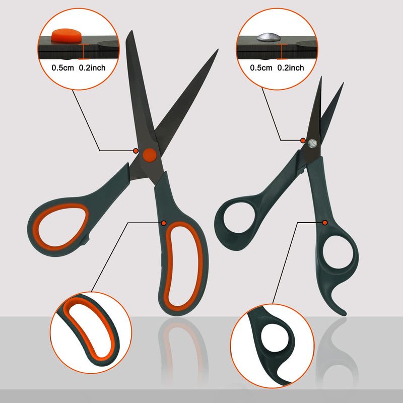 CCR Multipurpose Scissors with Ultra Sharp Blades, Comfort-Grip Handles, 7"Tip Titanium Scissors, 8.3" Craft Scissors for Home Work School Office Supplies and Sewing，Set 4. - NewNest Australia