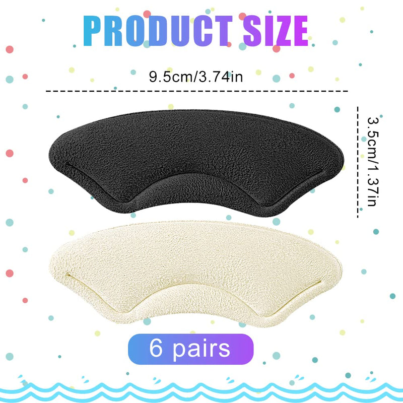 Pack of 12 Heel Pads for Children, Soft and Sticky Heel Holder, Children's Heel Pads for Too Large Shoes, Shoe Reducer, Small Heel Protector for Girls and Boys (Black + Beige) - NewNest Australia
