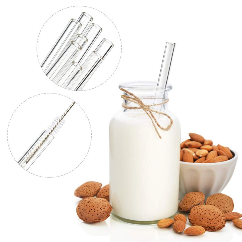 Glass Straws Reusable, 25 Pcs Transparent Drinking Straw, 10 Straight Glass Straws and 10 Curved Glass Straws with 5 Cleaning Brushes for Smoothies Milkshake and Cocktail Straws - NewNest Australia
