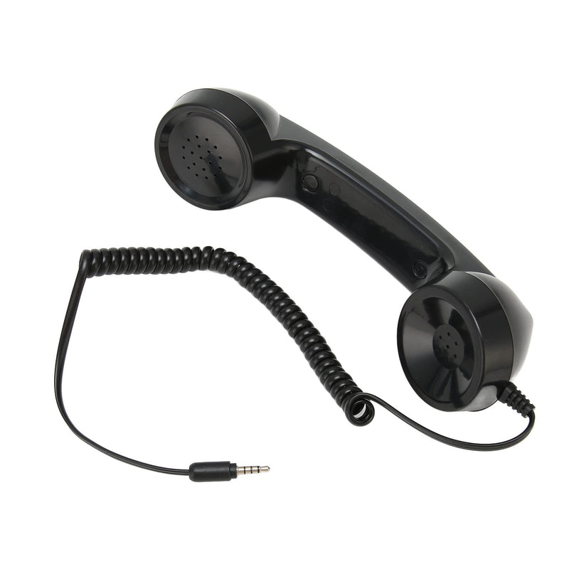 Retro 3.5mm Telephone Handset, Multifunctional Radiation-free Handheld Telephone Receiver, One-touch Operation for Mobile Phone Computer (Black) Black - NewNest Australia