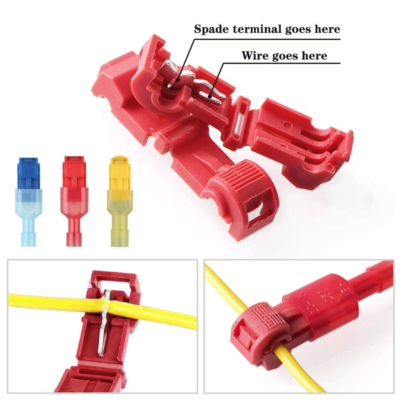 FIXITOK 160pcs T-Tap Quick Splice Connector Kit, 60Set T-Tap Wire Connectors Self-Stripping with Insulated Male Quick Disconnect Terminals + 40pcs Quick Splice Electrical Connector - NewNest Australia