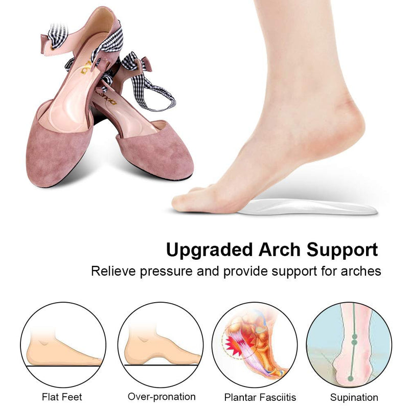 Flat Foot Arch Support Insoles, Zingso Flat Foot Corrector Metatarsal Cushion Pad Insert Orthotic Fits Plantar Fasciitis,Fallen Arches Gel Flat Feet Arch Support Insoles for Men & Women (2 Pair Clear) 2 Pair Clear - NewNest Australia