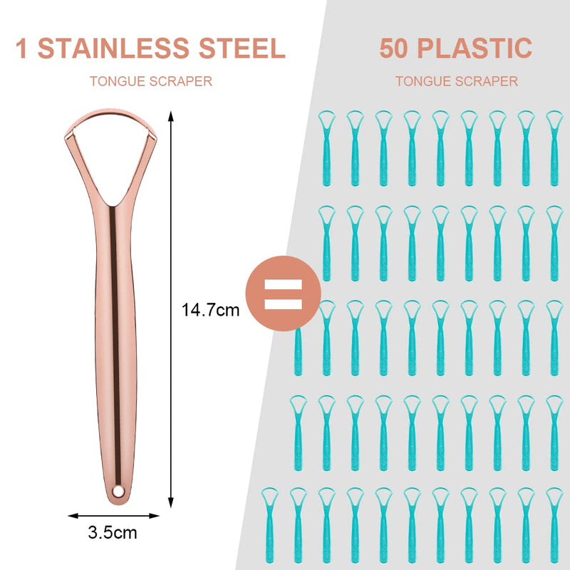 Acwoo Tongue Cleaner Stainless Steel, Pack Of 2 Rose Gold Tongue Scrapers, Tounge Crapper With Handles For Adults, Oral Care, Tongue Scraper Probadent Against Bad Breath Tongue Brush Heals (Opening) - NewNest Australia