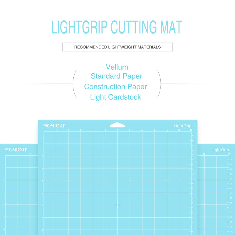 Monicut 12x12 Lightgrip Cutting Mat for Cricut Maker 3/Maker/Explore 3/Air 2/Air/One, 3 Pcs Non-Slip Flexible Blue Cutting Mats for Crafts, Quilting, Sewing and all Arts A-Lightgrip 12x12 Inch, 3 Pack - NewNest Australia