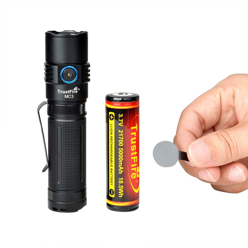 TrustFire MC3 Tactical LED Flashlight 2500 Lumens USB Magnetic Charging Torch 21700 Rechargeable Light IP68 Waterproof EDC Handheld Lamp Work Lights with Memory Strobe Mode, for Gift Giving - NewNest Australia