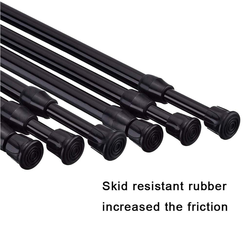 NewNest Australia - 6 Pack Spring Tension Curtain Rod Adjustable Length for Kitchen, Bathroom, Cupboard, Wardrobe, Window, Bookshelf DIY Projects (Black - 6 Pack,15.7" to 28" Adjustable) Black - 6 Pack 15.7" to 28" Adjustable 