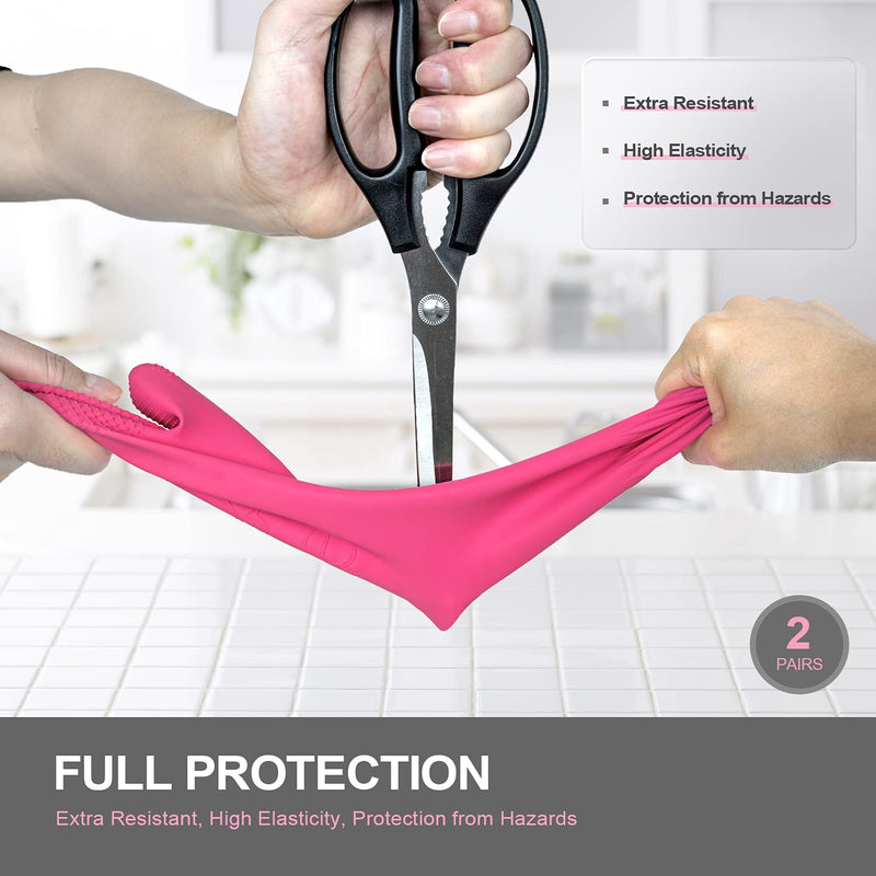 DABOGOSA Mamison 2 Pairs Reusable Waterproof Household Dishwashing Cleaning Rubber Gloves, Non-Slip Kitchen Glove(Medium) - NewNest Australia