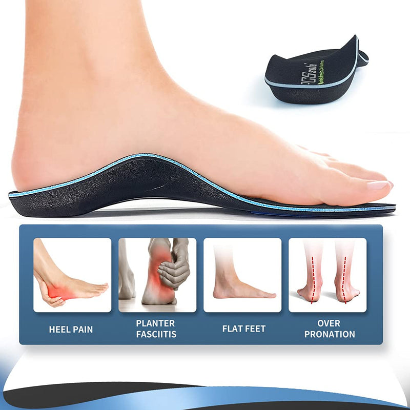 PCSsole Orthotic High Arch Support Insoles, Comfort Sport Insert for Flat Feet, Plantar Fasciitis, Feet Pain, Foot Valgus, Over Pronation for Men and Women S:Women(6-7.5)26cm Black - NewNest Australia