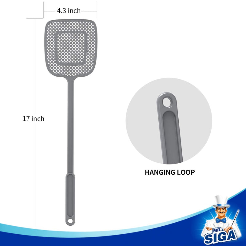 MR.SIGA Heavy Duty Long Handle Fly Swatter, Gray, 6 Pack - NewNest Australia