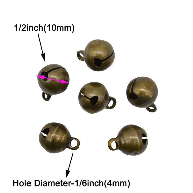 Maydahui 100PCS Small 1/2 inches Jingle Bell Vintage Bronze Mini 10mm Alloy Beads DIY for Jewelry Findings Sewing Wedding Doors and Crafts - NewNest Australia