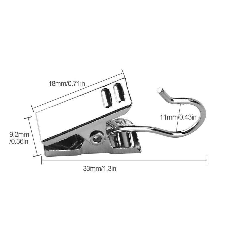 50 PCS Curtain Hooks Heavy Duty Clips with Hooks, Stainless Steel Shower Curtain Clips with Hook for Vendor Display Supplies, Home Decoration, Photos, Art Craft Display (Silver) - NewNest Australia