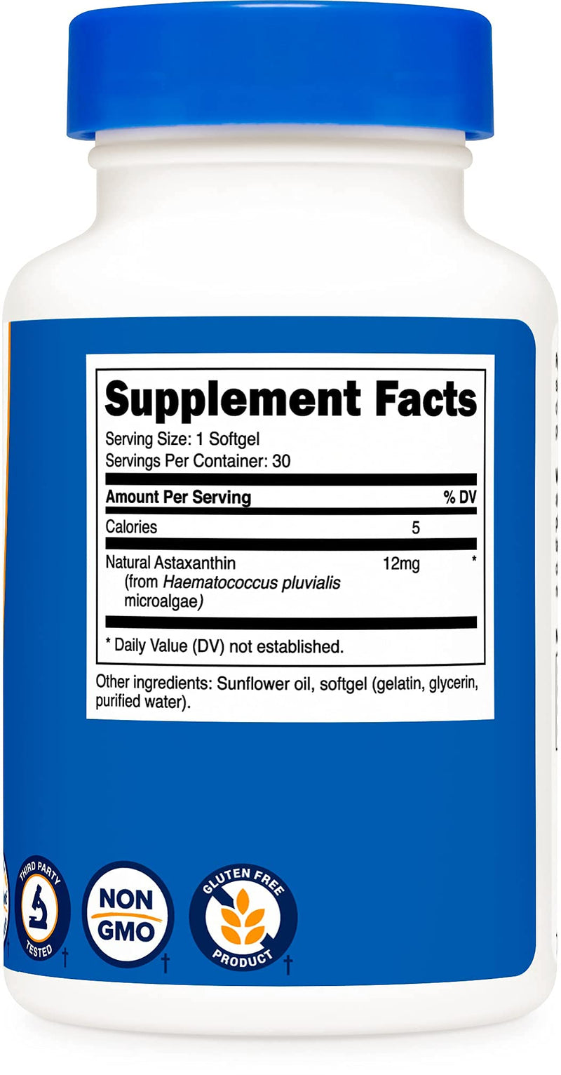 Nutricost Astaxanthin 12mg, 30 Softgels - Non-GMO and Gluten Free 30 Count (Pack of 1) - NewNest Australia