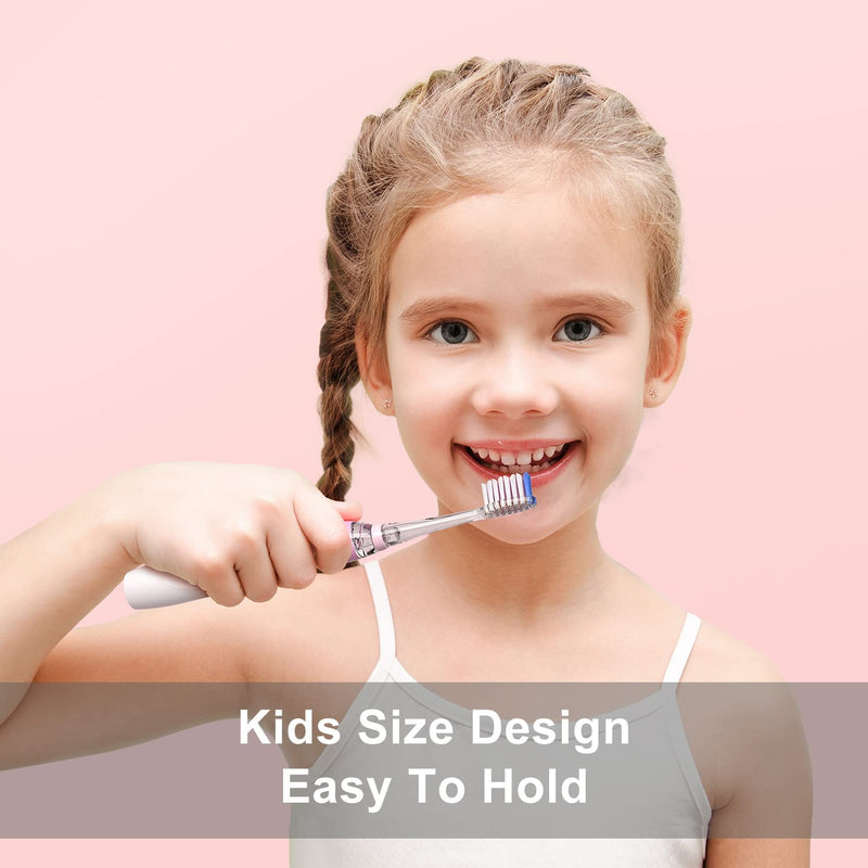 Seago Kids Electric Toothbrush, Sonic Rechargeable Children Power Toothbrushes Toddler Electric Toothbrush with 3 Dupont Brush Heads, Rainbow LED Light for Junior Boys and Girls Ages 3+ (Pink) Pink - NewNest Australia