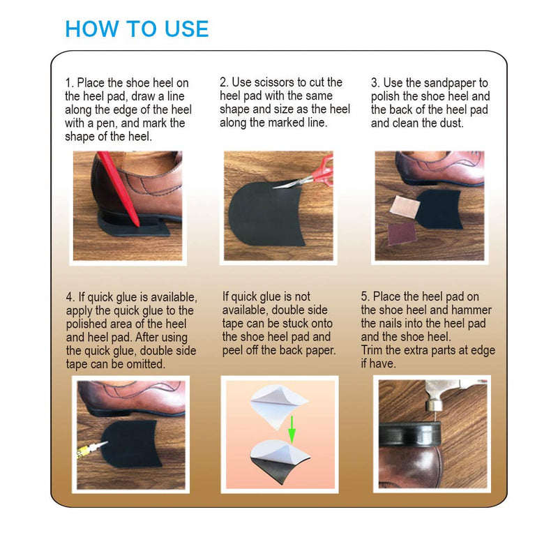 UNIKSTEP 2 Pairs Shoe Heel Pads, Shoe Repair Rubber Heels, 3.5mm Thick Anti-Slip Cushion and Protector, Replacement Set with Nails Sandpaper Self-Adhesive Stickers - NewNest Australia
