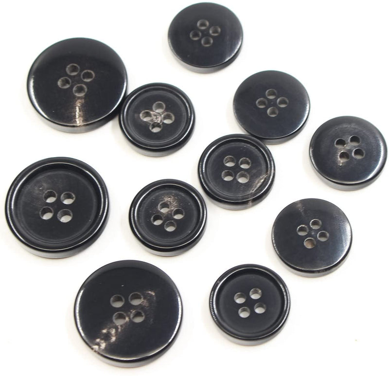KENDANY 11 Pieces Genuine Natural Horn Blazer & Suits Button Set - for Blazer, Sport Coat, Uniform, Jacket (Black) Black - NewNest Australia