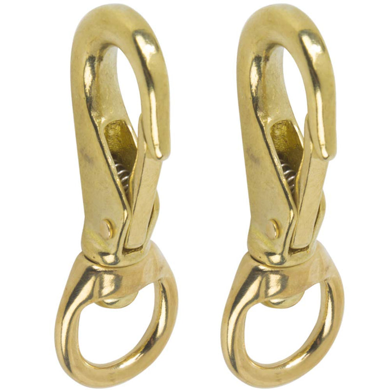 AOWESM 3-1/4" Brass Snap Hook 3/4" Swivel Eye - Solid Brass Clips #1 - Bags, Belting, Leashes, Straps, Luggage, Leathercarft (Pack of 2) - NewNest Australia