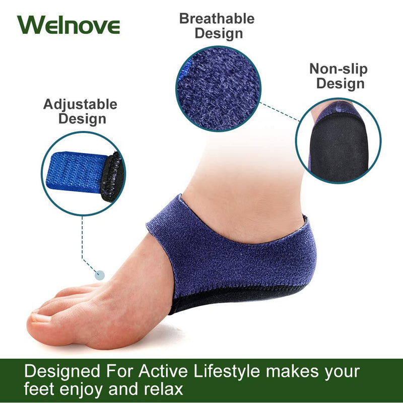 Welnove 2PCS Heel Protectors, Heel Sleeves Pads, Heel Pads Cushion, Heel Support for Relieving Heel Pain from Plantar Fasciitis - Heel Spur -Tendinitis- Cracked Heels Blue-1 2 Count (Pack of 1) - NewNest Australia